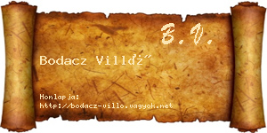 Bodacz Villő névjegykártya